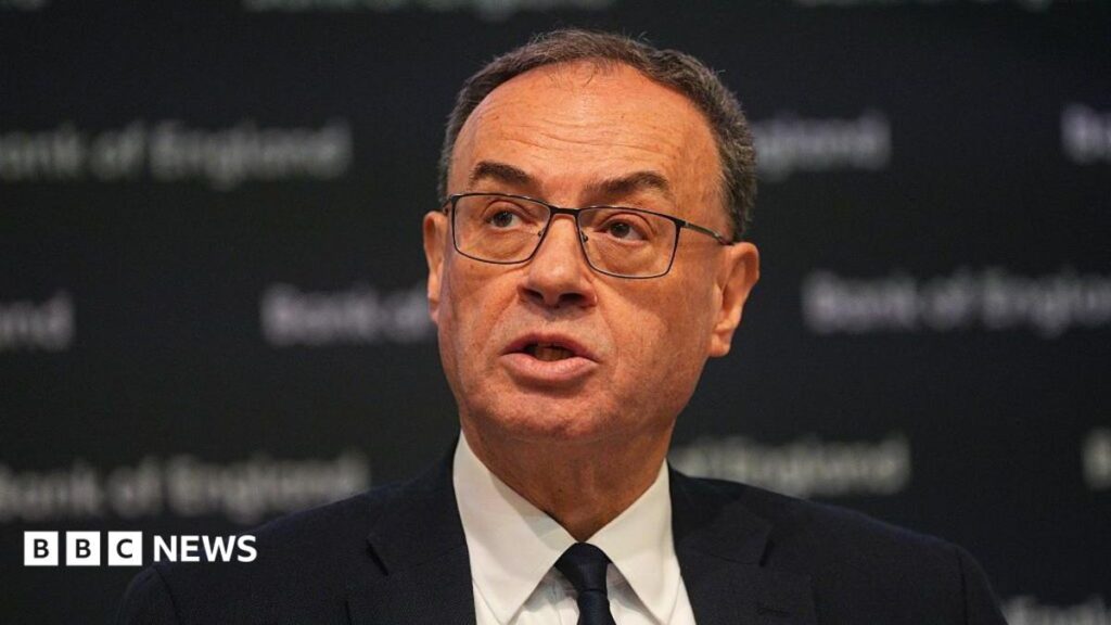 Regulating AI ‘not the right place to start’ says Bank of England governor Governor of the Bank of England, Andrew Bailey, talks during a Bank of England Monetary Policy Report press conference. He is wearing a dark suit and tie.