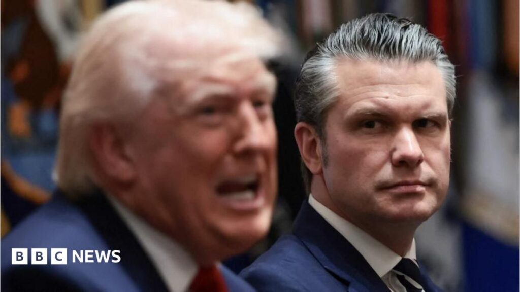 Pentagon stops using Anthropic tools after blacklisting company, BBC told Image shows Donald Trump and US Defence Secretary Pete Hegseth