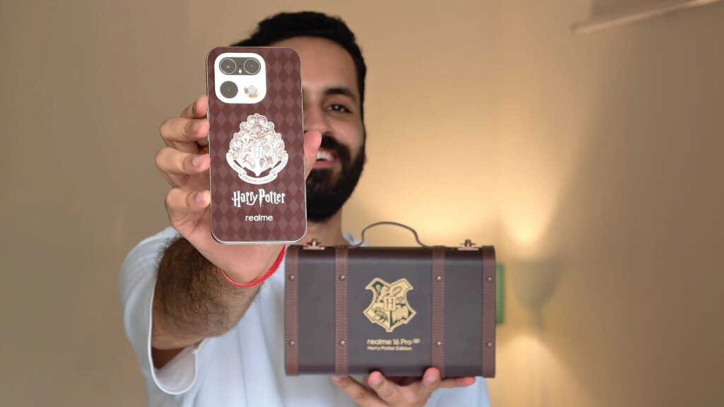 Prakhar Khanna holding the Realme 16 Pro 5G Harry Potter Edition.
